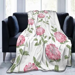 Blankets Flannel Blanket Hydrangea White Background Light Thin Mechanical Wash Warm Soft Throw On Sofa Bed Travel Patchwork