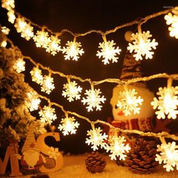 Strings LED Snowflake String Lights Snow Fairy Garland Decoration For Christmas Tree Year Room Valentine's Day Battery Operated