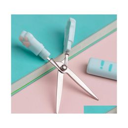 Scissors Cute Mtifunctional Stainless Steel Hand Scissors Mini Portable Kawaii Cat Claw Art School Stationery Novelty Inventory Whol Dhied