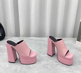 Brand Casual Shoes designer design spring square head fish mouth open toe waterproof platform ultra-high heel sky high slippers