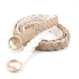 Belts Summer Jeans/Dress Casual Knitted For Women Khaki White Elastic Belt Men's Leather Round Simple 2022 Fashion Clothes