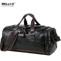 Quality Leather Travel Carry on Luggage Men Duffel s Handbag Casual Travelling Tote Large Weekend Bag XA631ZC 221205