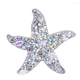 Brooches Wuli&baby Sparkling Starfish For Women Unisex Big Rhinestone Sea Star Party Office Brooch Pin Gifts