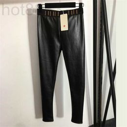 Women's Plus Size Pants designer Hot Leather Womens Black Fashion Plush Trousers Winter Warm Tight 7ER2