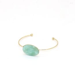 Bangle Fashion Big Oval 3 Colored Resin Stone Charm Open For Women
