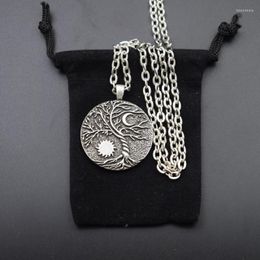 Pendant Necklaces 12pcs World Tree Sun And Moon Wiccan Necklace Yin Yang Witchcraft Jewelry