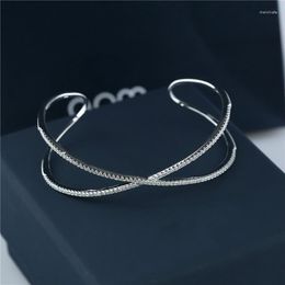 Bangle Cubic Zirconia Simple X Cross Shaped Open Hand Arm Cuff Charm Bangles For Women Fashion Accessories Endless Infinity