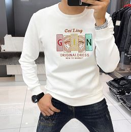 Fashion Brand Men's Hoodies & Sweatshirts Round Neck Sweater Heavy Industry Embroidery Sequins New Fine Cotton Men's Casual Comfortable Top