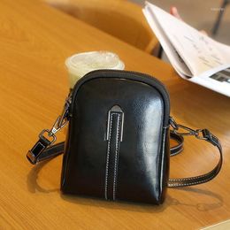 Evening Bags Luxury Genuine High Brand Quality 2023 Summer Mobile Women's Oilwax Leather Fashion Versatile Light Crossbody Shell Mini
