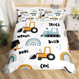 Bedding sets Truck Excavator Duvet Cover Set Queen Size for Kids Nursery Cartoon Tractor Engineering Vehicle Construction Theme 221205