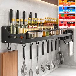 Other Kitchen Storage Organization Spice Rack Multifunctional Knife Spoon Organizer Aluminum Wallmounted Shelf Organ 221205