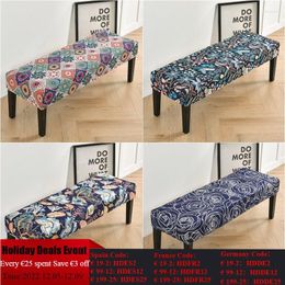 Chair Covers Bohemian Style Bench Cover Stretch Spandex Piano Stool Rectangle El Bed Long Protector Slipcovers