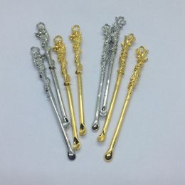 Cool Smoking Gold Silver Dragon Phoenix Dabber Nails Tip Straw Wax Oil Rigs Spoon Snuff Scoop Snorter Sniffer Herb Tobacco Cigarette Bong Hookah Shovel Holder DHL