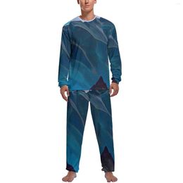 Men's Sleepwear Bell Mountain Pajamas Holy Mountains Print Men Long Sleeve Kawaii Set 2 Pieces Room Winter Graphic Gift Idea