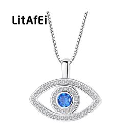Pendant Necklaces Blue Eyes Creative Chain Eye Of Evil Clavicle Jewelry Women Mens Necklace Temperament Microinlay Zircon Versatile Dh6Tp