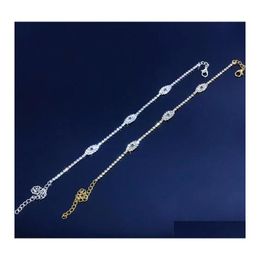 Anklets Rhinestone Evil Eye Charm Anklet Bracelet For Women Girls Summer Beach Foot Jewelry Fashion Vintage Demon Eyes Anklets Acces Dhpvb