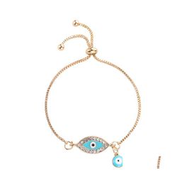 Charm Bracelets Turkish Lucky Blue Crystal Evil Eye Bracelets For Women Handmade Gold Chains Jewellery Bracelet Woman 1259 Q2 Drop Deli Dhecs