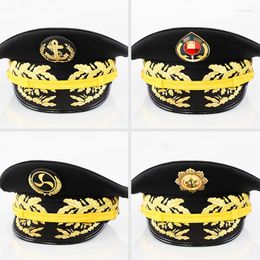 Berets Captain Hat Big Brimmed For Seafarers Sailor Cap School Stage Performance Hats Navy Pilot Admiral Caps