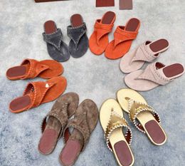 Brand Casual Shoes designer design 2022 spring and summer tassel wear strip round head clip toe flat bottom herringbone slippers simple