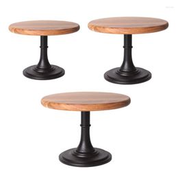 Plates Tall Solid Wood Cake Pan Round Pedestal Dessert Table Tray Stand Holder Cupcake Display Rack Bakeware Birthday Wedding Bar