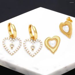 Stud Earrings FLOLA Elegant Women Heart Mini Gold Plated Hoops Pearl Romantic Jewellery Party Gifts Ersa188