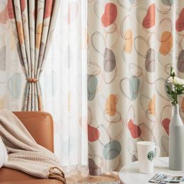 Cortina cortina nórdica para sala de estar quarto celestial geométrico impressão blecaute círculo de pintura à mão decoração
