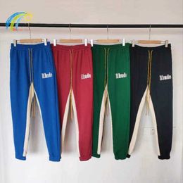 Men's Pants 2023 New Style Green Blue Red Black Patchwork Sweatpants Men Women 1 1 Jogger Cotton Embroidery Casual Pants T221205