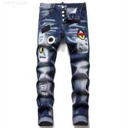 Мужские джинсы Дизайнерские джинсы D2 Джинсы Потертые рваные байкерские облегающие мотоциклетные байкерские джинсы Мужская мода Мужские черные брюки Pour Hommes