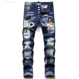 Men's Jeans Designer Jeans D2 Jeans Distressed Ripped Biker Slim Fit Motorcycle Bikers Denim for Men s Fashion Mans Black Pants Pour Hommes