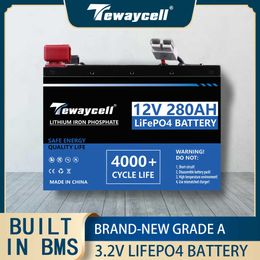 12V 100ah 200AH 280Ah LiFePO4 Built-in BMS Battery Pack 12.8V Lithium Iron Phosphate Solar Power System RV Motor EU US Tax Free
