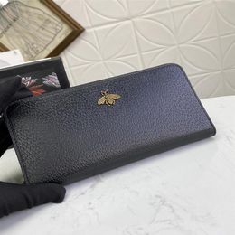 2021 Fashion Designers Wallets Luxurys Mens Women Leather Bags High Quality Classic Bee Tiger Snake Letters Purses Original Box Di238O