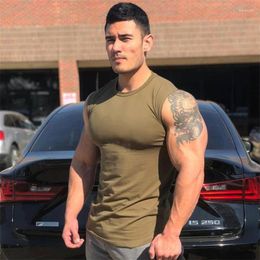 Men's T Shirts Fitness Short Sleeve Shirt Running Men Compression Sport Bodybuilding T-shirt Cotton Slim Tee Tops