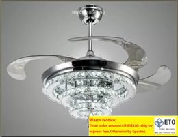 Luxury Crystal Ceiling Fans Light Remote Control Dimming Lighting Designed 42 Inch Ceiling Fans Lamp