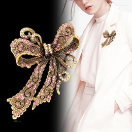 Brooches Rhinestone Hollow-out Large Bow For Women Winter Gaint Pin Classic Design Jewellery