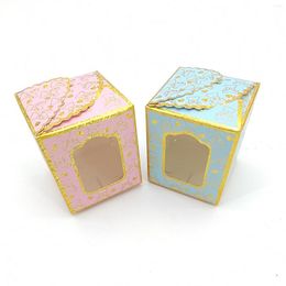 Gift Wrap 10pcs/lot Pink/Blue Hollow Bear Paper Boxes Candy Box Wedding Favours Sweet Favour Holder Party Birthday Baby Shower Supply