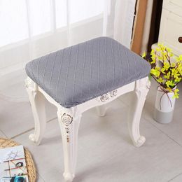 Chair Covers Solid Colour Elastic Square Stool Cover Thickened Cotton Linen Pedal Cosmetic