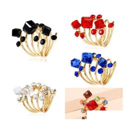 Wedding Rings 1Pc Vintage Rhinestone Wedding Rings Gold Antique Knuckle Finger Midi Ring For Women Punk Statement Jewelry 286 D3 Dro Dhyz7