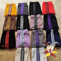 Men's Pants Multicolor Stripe Needles Pants Men Women 1 1 High Quality Classic Embroidered Butterfly AWGE Needles Track Pants T221205