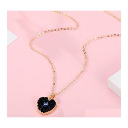 Pendant Necklaces Fashion Jewelry Evil Eye Necklace Resin Love Heart Round Blue Eyes Pedant Necklaces 3833 Q2 Drop Delivery Pendants Dhibg