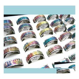 Band Rings Band Rings Wholesale Bk Lots 50Pcs Rainbow Colour Stainless Steel Cutting Spinner Fashion Jewellery Brand Lot Drop Delivery 2 Otqs0