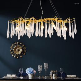 Pendant Lamps Luxurious LED Chandelier Nordic 120cm K9 Crystal Ceiling Light For Dining Room Villa Living Decor
