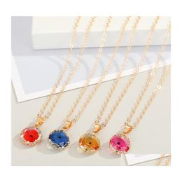 Pendant Necklaces S2288 Fashion Jewelry Crystal Glass Evil Pendant Necklace Candy Color Blue Eyes Necklaces C3 Drop Delivery Pendants Dh8We