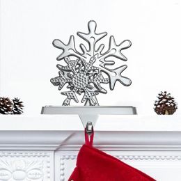 Christmas Decorations Stocking Holder Snowflake For Mantle Fireplace Decoration - Silver