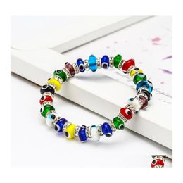 Charm Bracelets S2285 Fashion Jewellery Colorf Evil Eye Bracelet Blue Eyes Elastic Beaded Bracelets C3 Drop Delivery Dhjst