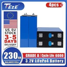 EU Warehouse 230AH 4PCS Lifepo4 Battery 3.2V Deep Cycle Balance Cells DIY 12V 24V for RV EV Boats Golf Cart Home Solar Storage