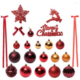 Christmas Decorations 81pcs/set Ball Ornaments Decoration For Home Xmas Tree Decor Hanging Top Stars Pendant Ribbons Set