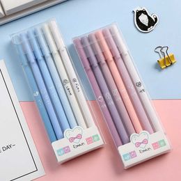 6Pcs/Set Cute Morandi Gel Pen Set Retro 0.5mm Black Signature Student Writing Ink Ballpoint School Office Stationery