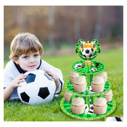 Party Favor Boys Sports Football Theme Cake Stand Birthday Party Supplies Disposable Three Tier Cakes Drop Delivery Home Garden Fest Dhpbw