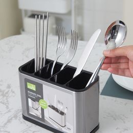 Other Kitchen Storage Organisation Multifunctional Knife Holder Spoon Box Rack Tableware Supplies Drain Chopsticks Cage with Tray 221205