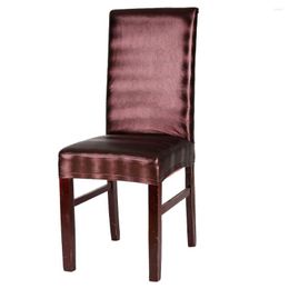 Chair Covers Home Decoration Dining Room Seat Cover PU Leather Wedding Removable Protective El Stretchable Waterproof Oilproof Solid
